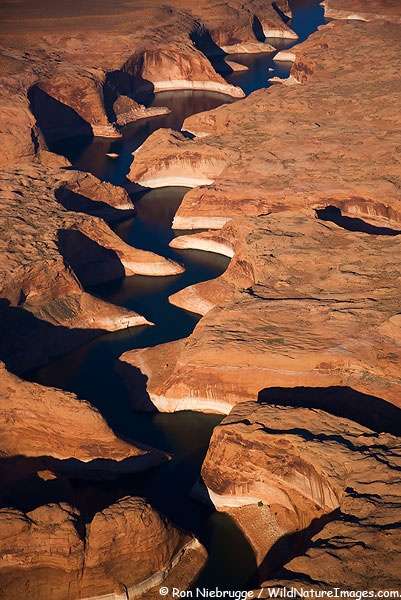 Photo:  Aerial view of Moqui Canyon, Lake Powell and the Glen Canyon National Recreation Area, Utah